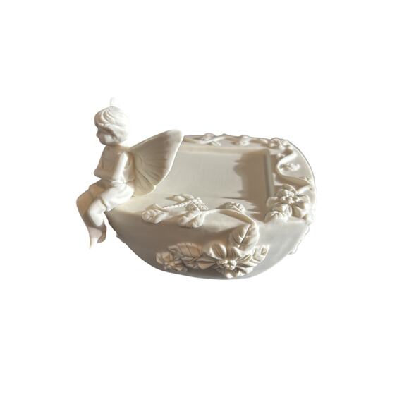 PartyLite Bisque Porcelain Fairy Enchantment Pillar Candle Holders Retired Pair - Picture 4 of 10